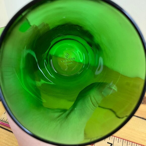 Vereco Green Tumbler Glass Vintage Made in France Set of 2 Glasses 8 oz - Picture 11 of 12